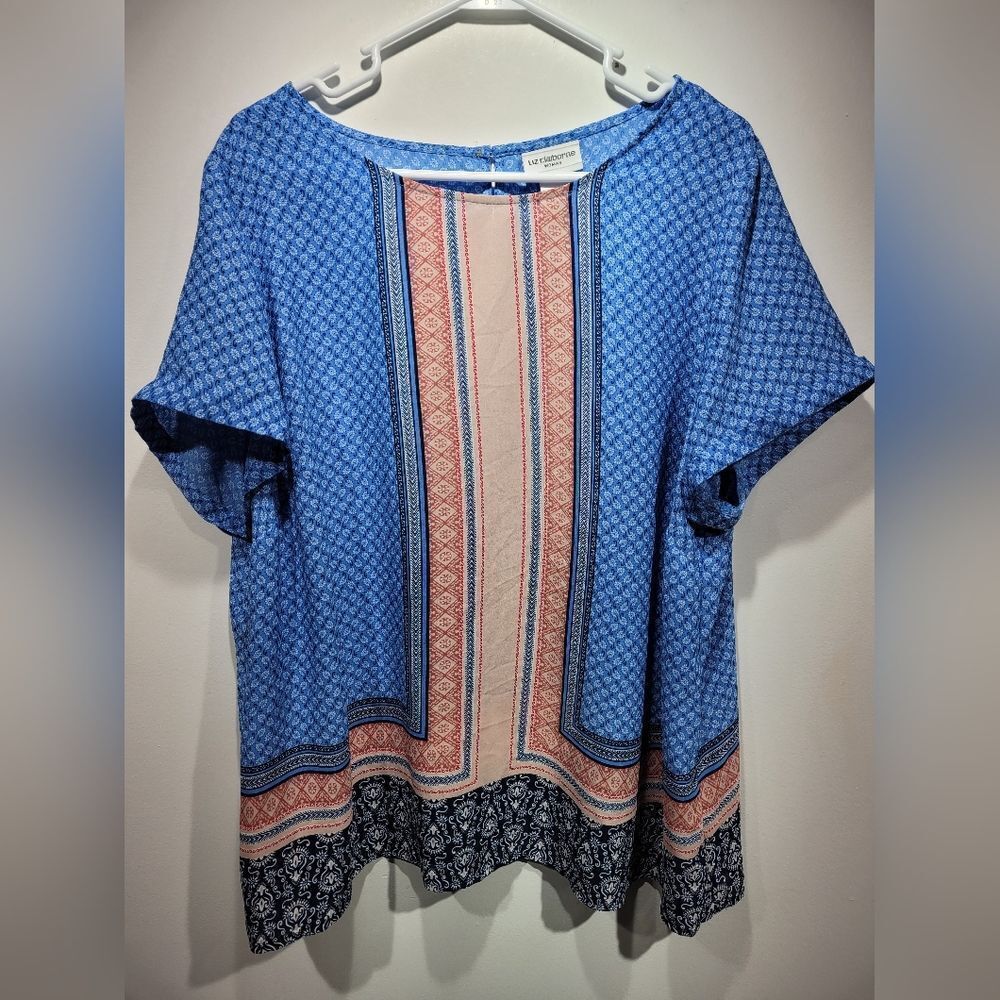 Liz Claiborne boho capped sleeve‎ top